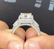 Load image into Gallery viewer, Princess Cut And Round And Marquise Cut Diamond Engagement Ring IGI Certified 14k White Gold Halo Style Wedding Ring 3.25ct G-VS2
