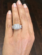 Load image into Gallery viewer, Princess Cut And Round And Marquise Cut Diamond Engagement Ring IGI Certified 14k White Gold Halo Style Wedding Ring 3.25ct G-VS2
