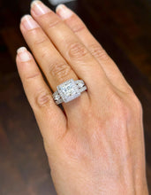Load image into Gallery viewer, Princess Cut And Round And Marquise Cut Diamond Engagement Ring IGI Certified 14k White Gold Halo Style Wedding Ring 3.25ct G-VS2
