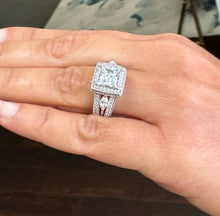Load image into Gallery viewer, Princess Cut And Round And Marquise Cut Diamond Engagement Ring IGI Certified 14k White Gold Halo Style Wedding Ring 3.25ct G-VS2
