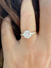 Load image into Gallery viewer, Round and Baguettes Cut GIA Certified Natural Diamond Engagement Ring 14k Solid Yellow Gold Minimalist Wedding Ring 1.65ctw

