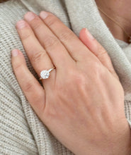 Load image into Gallery viewer, Round and Baguettes Cut GIA Certified Natural Diamond Engagement Ring 14k Solid Yellow Gold Minimalist Wedding Ring 1.65ctw
