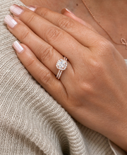 Load image into Gallery viewer, GIA Certified Natural Cushion Cut And Round Cut Sides Diamond Engagement Ring And Matching Band Halo Wedding Set 14K Solid Rose Gold 1.50ct
