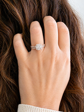 Load image into Gallery viewer, GIA Certified Natural Cushion Cut And Round Cut Sides Diamond Engagement Ring And Matching Band Halo Wedding Set 14K Solid Rose Gold 1.50ct
