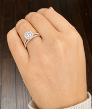 Load image into Gallery viewer, GIA Certified Natural Cushion Cut And Round Cut Sides Diamond Engagement Ring And Matching Band Halo Wedding Set 14K Solid Rose Gold 1.50ct
