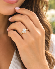 Load image into Gallery viewer, IGI Certified Oval Cut and round and marquise cut sides leaf style design Diamond Engagement Ring 14k Solid Yellow Gold 2.35ctw
