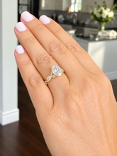 Load image into Gallery viewer, IGI Certified Oval Cut and round and marquise cut sides leaf style design Diamond Engagement Ring 14k Solid Yellow Gold 2.35ctw
