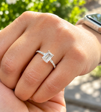 Load image into Gallery viewer, Emerald And Baguettes Cut Diamond Engagement Ring IGI Certified 14k Solid White or Yellow Gold Bridal Ring Wedding Ring 2.30ctw F-VS2
