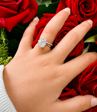 Load image into Gallery viewer, Oval cut Moissanite And Round Cut Sides Engagement Ring And Matching Band 14k Solid Yellow Gold Bridal Ring Solitaire Wedding Ring 5.20ctw
