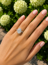 Load image into Gallery viewer, IGI Certified Oval Shape And Round Cut Diamond Engagement Ring Halo Style Wedding Ring Women's Bridal Ring 14K Solid White Gold 5.25ctw
