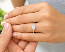 Load image into Gallery viewer, IGI Certified Princess Cut And Round Cut Sides Diamond Engagement Ring Three Stone Style Wedding ring 14k Solid White Gold 2.00ctw

