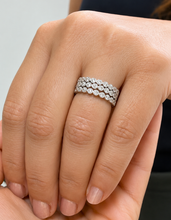 Load image into Gallery viewer, Round Cut Moissanites Band Eternity Style Anniversary Band Antique Filigree Style Engagement Band 14k White Gold Ring Wedding Bands 0.60ctw
