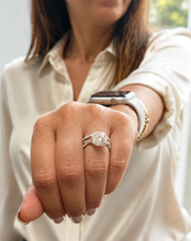 Load image into Gallery viewer, Cushion Cut and Round Cut Sides Diamond Engagement Ring And Matching Band IGI 14k Solid White Gold Deco Style Halo Wedding Set 3.00ct F-VS2
