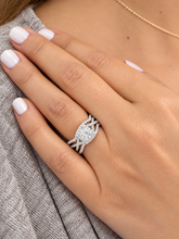 Load image into Gallery viewer, IGI Certified Princess Cut And Round Cut Sides Diamond Engagement Ring And Two Bands, Halo Wedding Set 14k Solid White Gold 2.00ctw
