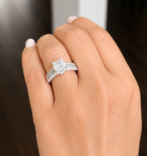 Load image into Gallery viewer, Princess Cut Center And Round Cut Sides Diamond Engagement Ring Prong Set Wedding Bridal Ring IGI Certified 14k White Gold 2.50ctw
