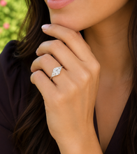 Load image into Gallery viewer, Oval Shape And Trillion Cut IGI Certified Diamond Engagement Ring Three Stone Style Wedding Ring In 14K White Gold Bridal Ring 2.60ctw

