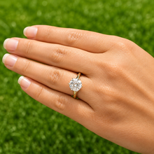 Load image into Gallery viewer, Round Cut Moissanite Engagement Ring Solitaire Six Prong Set Minimalist 14k Solid Yellow Gold Bridal Ring For Her Women's Wedding Set 3.00ct
