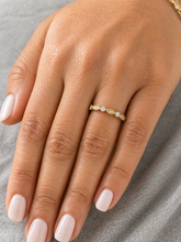 Load image into Gallery viewer, Round Cut Moissanites Band Half Eternity Anniversary Band Antique Filigree Style Engagement Band 14k Yellow Gold Ring Wedding Band 0.35ctw
