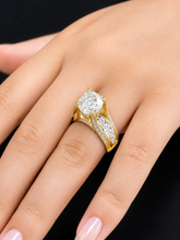 Load image into Gallery viewer, Cushion Cut Moissanite And Round Cut Sides Engagement Ring Set In 14k Solid Yellow Gold Bridal Ring Hidden Halo Style Wedding Ring 4.50ctw

