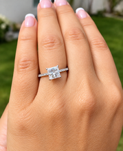 Load image into Gallery viewer, Princess Cut Moissanite and Round Cut Sides Engagement Ring Wedding Bridal Ring Anniversary Ring Half Eternity 14K Solid White Gold 1.70ctw
