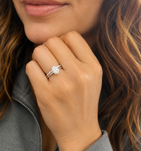Load image into Gallery viewer, Oval Shape Moissanite And Round Cut Sides Engagement Ring And Matching Band 14k Solid White Gold Bridal Ring Solitaire Wedding Ring 3.15ctw
