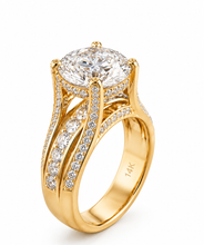 Load image into Gallery viewer, Round Shape Moissanite Engagement Ring Inner Halo Wedding Ring High Set 14k Solid Heavy White Gold Bridal Ring 6.50ctw
