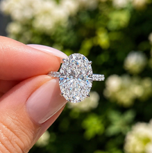 Load image into Gallery viewer, IGI Certified Oval Shape And Round Cut Diamond Engagement Ring Halo Style Wedding Ring Women's Bridal Ring 14K Solid White Gold 5.25ctw
