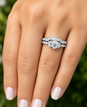 Load image into Gallery viewer, Round Cut Moissanite Engagement Ring And Matching Band Antique Design Wedding Ring And Band Bridal Set In 14k Solid White Gold 1.35ctw
