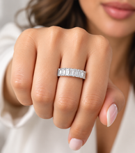 Load image into Gallery viewer, Emerald Cut Cvd Diamonds Eternity Band 5.0x3.0mm each Set In 14K Solid White Gold Engagement Band Prong Set Wedding Anniversary Band 5.00ctw
