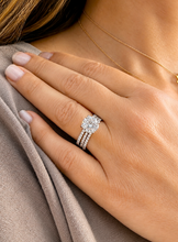 Load image into Gallery viewer, Round Cut Moissanite Engagement Ring And Two Matching Band Bridal Set Women's Wedding Ring and Band In 14k Solid White Gold Ring Set 3.70ctw
