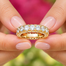 Load image into Gallery viewer, Round Cut Cvd Diamonds Three Sided Eternity Band Set Anniversary Band Prong Set Wedding Band In 14k Solid Rose Gold Eternity Band 4.00ctw
