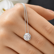 Load image into Gallery viewer, Round Cut CVD Diamond Bezel Set Style Solitaire Pendant Necklace And Chain In 14k Solid White Gold Bridal Wedding Anniversary Gift 1.00ct
