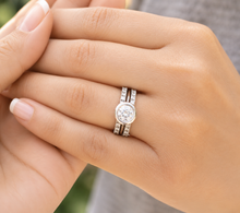 Load image into Gallery viewer, Round Cut Diamond Engagement Ring And Two Matching Bands IGI Certified 14k Solid White Gold Halo Bezel Set Style Wedding Set For Her 1.80ctw
