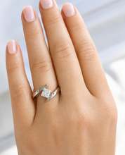 Load image into Gallery viewer, GIA Certified Natural Princess Cut Diamond Engagement Ring Tension Set 14k Solid And Heavy White Gold Bridal Wedding Ring Solitaire 1.00ct
