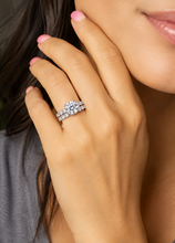 Load image into Gallery viewer, Round Cut Moissanite Engagement Ring And Matching Band Eternity Style Women's 14k Solid White Gold Bridal Set Eternity Wedding Set 6.00ctw
