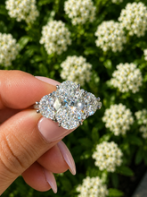 Load image into Gallery viewer, Oval Shape Center And Half Moon Shape Sides Diamond Engagement Ring IGI Certified 14k Solid White Gold Three Stone Style Ring 6.25ctw
