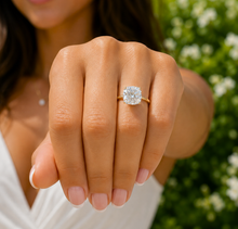 Load image into Gallery viewer, IGI Certified Cushion Cut Diamond Engagement Ring Solitaire Wedding Ring Four Prong Bridal Ring 14K Solid Yellow Gold Propose Ring 4.00ct
