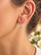 Load image into Gallery viewer, Emerald Cut Moissanite Stud Earrings Bezel set Style 14k Solid Yellow Solid Gold 6.00ctw Lever Back Setting Earrings Gift For Her Jewelry
