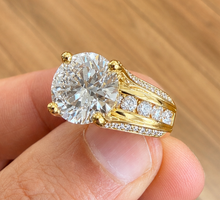 Load image into Gallery viewer, Round Shape Moissanite Engagement Ring Inner Halo Wedding Ring High Set 14k Solid Heavy White Gold Bridal Ring 6.50ctw

