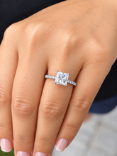Load image into Gallery viewer, IGI Certified Princess Cut Center And Round Cut Sides Diamond Engagement Ring Minimalist Wedding Anniversary Ring 14k Solid White Gold 1.70
