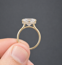 Load image into Gallery viewer, IGI Certified Oval Shape And Round Cut Diamond Engagement Ring Inner Halo Style Wedding Ring Women's Bridal Ring 14K Yellow Gold 4.15ctw
