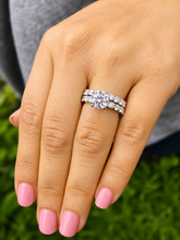 Load image into Gallery viewer, Round Cut Moissanite Engagement Ring And Matching Band Eternity Style Women's 14k Solid White Gold Bridal Set Eternity Wedding Set 6.00ctw
