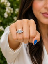 Load image into Gallery viewer, Princess Cut And Round And Baguettes Sides IGI Certified Diamond Engagement Ring 14k Solid White Gold Wedding Ring Halo Bridal Ring 2.00ctw
