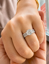Load image into Gallery viewer, Round Cut Moissanite Engagement Ring And Two Matching Band Bridal Set Women's Wedding Ring and Band In 14k Solid White Gold Ring Set 3.70ctw
