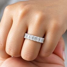 Load image into Gallery viewer, Emerald Cut Cvd Diamonds Eternity Band 5.0x3.0mm each Set In 14K Solid White Gold Engagement Band Prong Set Wedding Anniversary Band 5.00ctw
