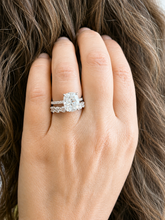 Load image into Gallery viewer, Elongated Cushion Cut And Round Cut Sides Diamond Engagement Ring And Matching Band IGI Certified 14K Solid Whie Gold Wedding Ring 5.00ctw
