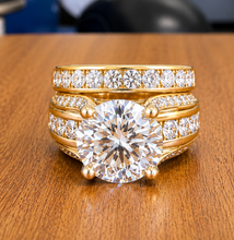 Load image into Gallery viewer, IGI Certified Round Cut Center Diamond Engagement Ring And Matching Band Inner Halo 14k Solid And Heavy White Gold Wedding Ring 7.50ctw
