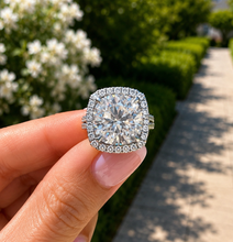 Load image into Gallery viewer, Round Cut Diamond Engagement Ring IGI Certified 14k Solid White Gold Halo Wedding ring Split shank Bridal Ring 5.70ct G-VS2

