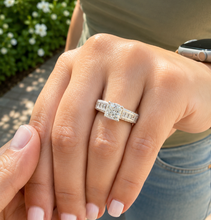 Load image into Gallery viewer, Princess Cut Center And Round Cut Sides Diamond Engagement Ring Prong Set Wedding Bridal Ring IGI Certified 14k White Gold 2.50ctw

