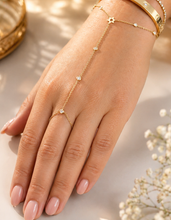Load image into Gallery viewer, Finger Bracelet Star of David CVD Diamond Ring Bracelet 14k Yellow Gold Diamond Bracelet Chain Diamond Bracelet David Star 0.35ctw
